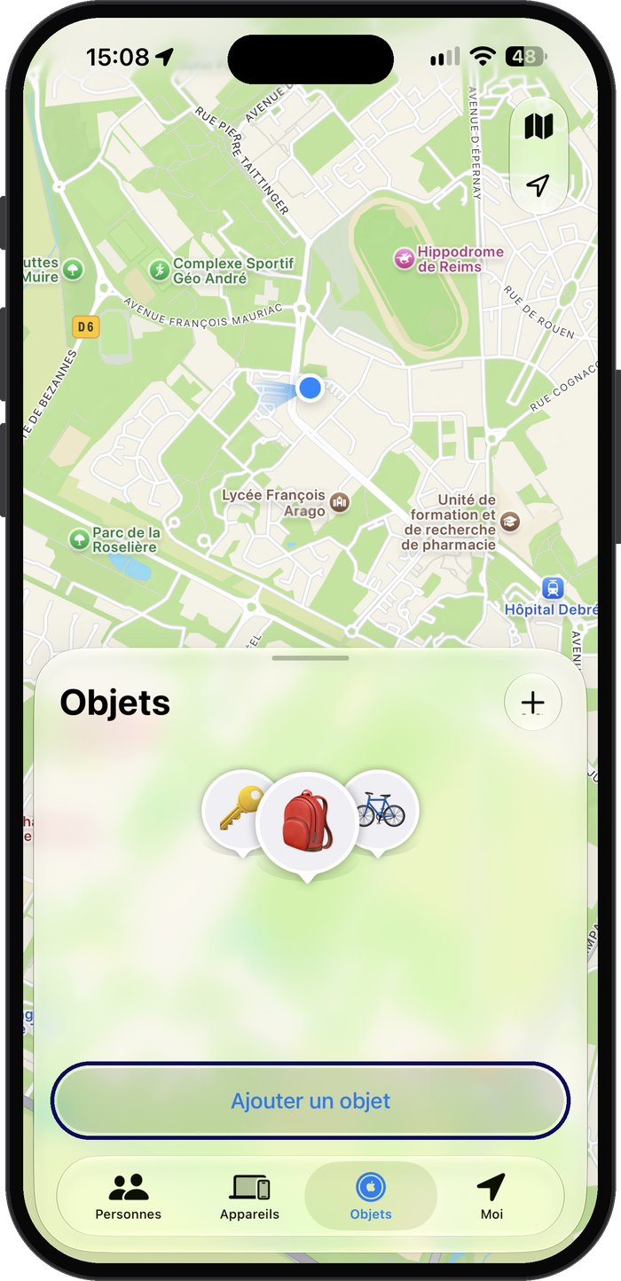 Touchez « Ajouter un objet »