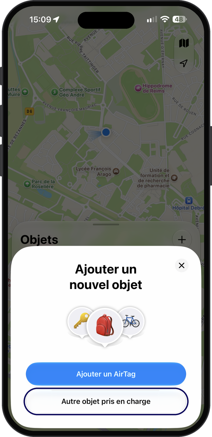 Choisissez « Autre objet pris en charge »